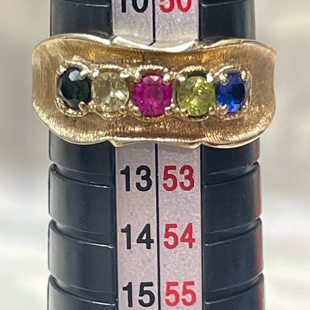 ✨Vintage Mothers ring Sample Brass Gold Plated Multicolor Gemstone Band Size 6 - Picture 9 of 10
